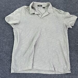 Theory Polo Shirt Mens XL Gray Slub Knit Short Sleeve Soft Lightweight